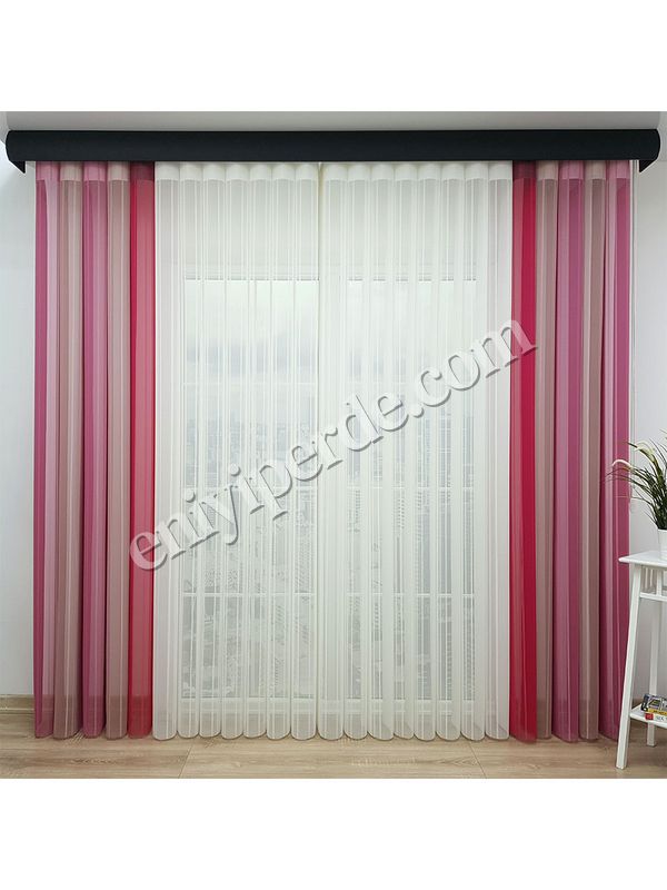 Çizigili Akıllı Dikey Tül Zebra Perde-Pembe-Koyu-Pudra-Fuşya-Ekru Çizigili Akıllı Dikey Tül Zebra Perde-Pembe-Koyu-Pudra-Fuşya-Ekru