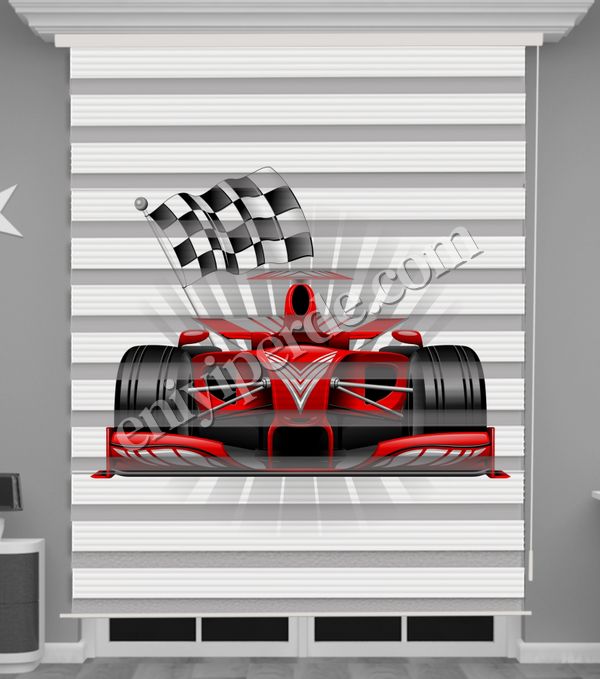 () Formula 1 Baskılı Erkek Çocuk Odası Zebra Perde - PM 056 Fiyatları, Özellikleri ve Yorumları - 1