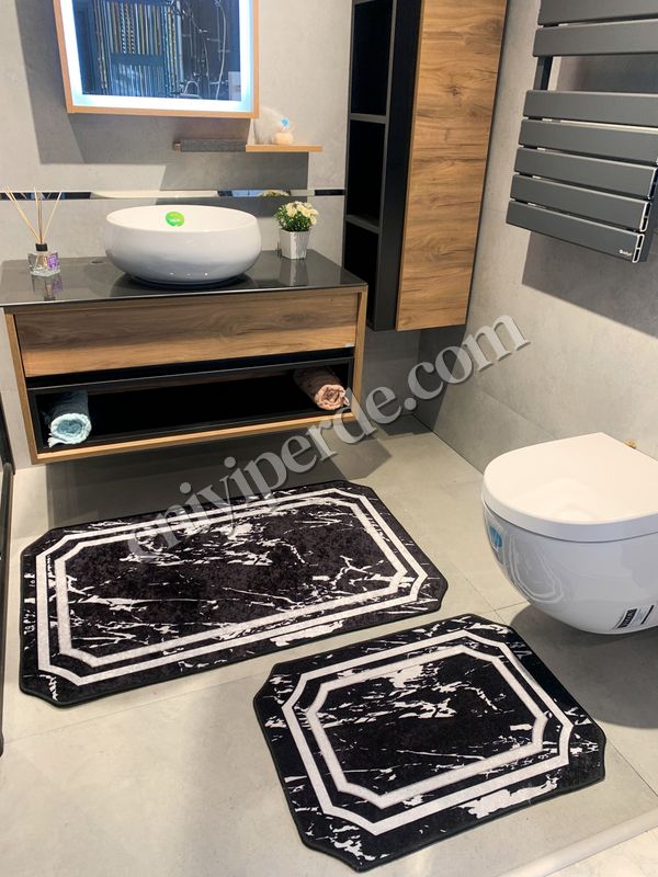 Mermer Lateks Taban Su Geçirmez Saçaksız (70x110 - 70x50) İkili Banyo Paspas Takımı Mermer Lateks Taban Su Geçirmez Saçaksız (70x110 - 70x50) İkili Banyo Paspas Takımı
