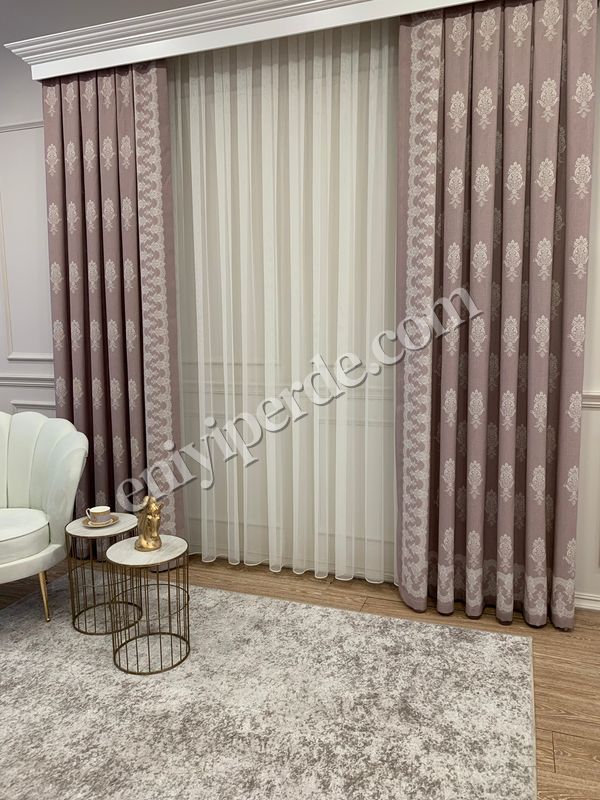 (pudra) Country Collection 1/3 Sık Pile Pano Desen Natural Keten Fon Perde Fiyatları, Özellikleri ve Yorumları - 3