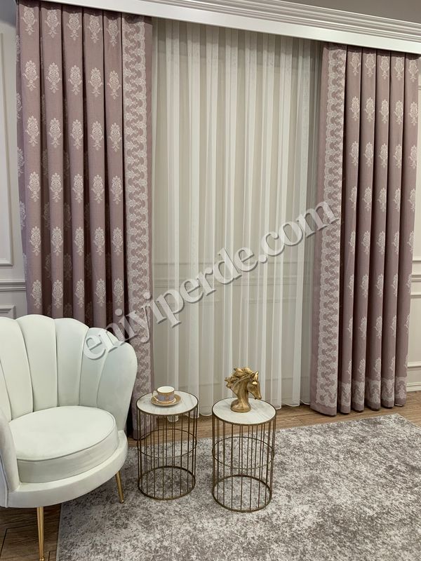 (pudra) Country Collection 1/3 Sık Pile Pano Desen Natural Keten Fon Perde Fiyatları, Özellikleri ve Yorumları - 4