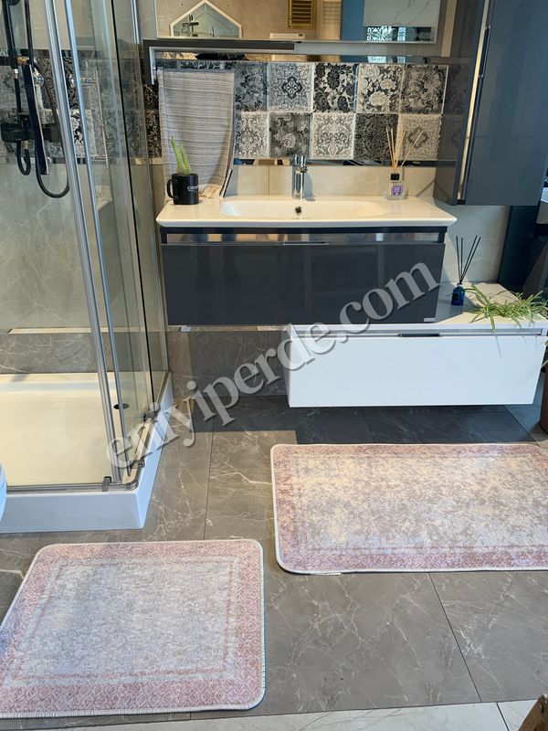 (pudra) 2&#039;li Lateks Taban Saçaksız Banyo Paspas Takımı (60X100 - 60X50) Fiyatları, Özellikleri ve Yorumları - 3