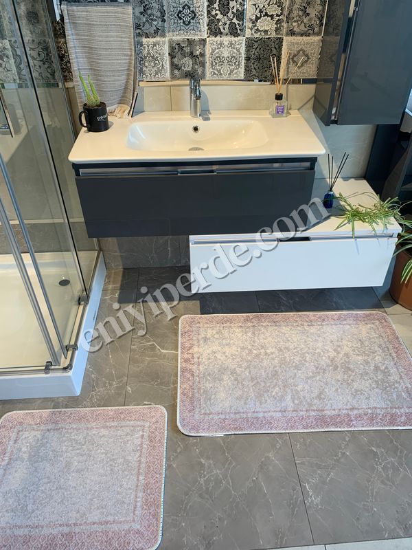 (pudra) 2&#039;li Lateks Taban Saçaksız Banyo Paspas Takımı (60X100 - 60X50) Fiyatları, Özellikleri ve Yorumları - 2
