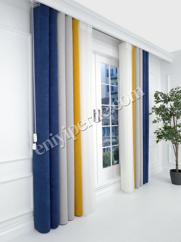 (gri,mavi,ekru,sari) Soft Fonlu Akıllı Dikey Tül Perde Düz V355 - V209 - V344 Fiyatları, Özellikleri ve Yorumları - 4
