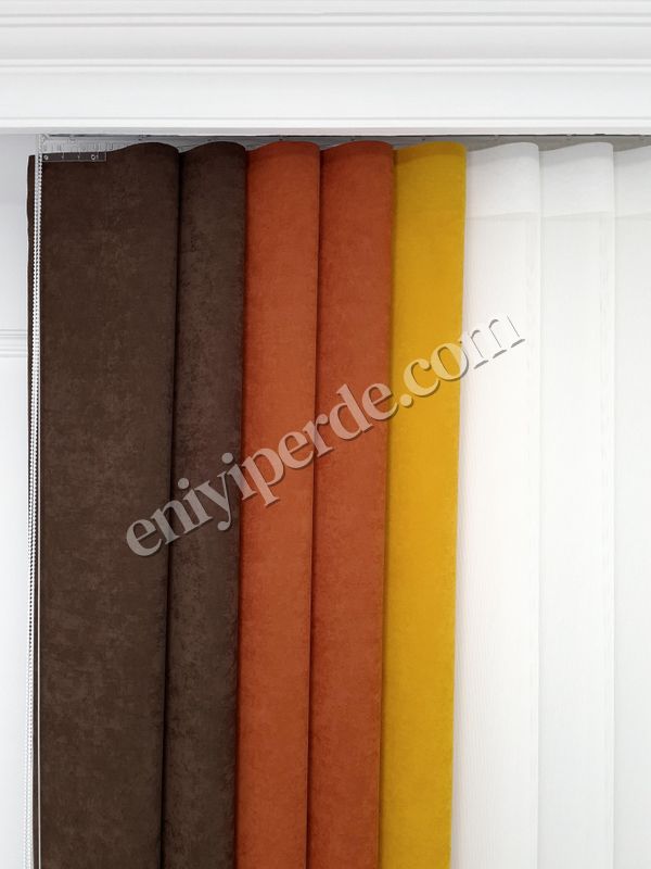 (koyu-kahverengi,ekru,sari,kiremit) Soft Fonlu Akıllı Dikey Tül Perde Düz V217 - V107 - V344 Fiyatları, Özellikleri ve Yorumları - 7