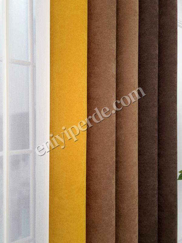 (kahverengi,koyu-kahverengi,ekru,sari) Soft Fonlu Akıllı Dikey Tül Perde Düz V217 - V216 - V344 Fiyatları, Özellikleri ve Yorumları - 8
