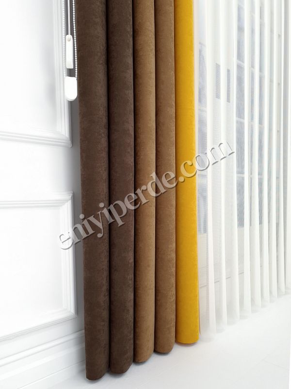 (kahverengi,koyu-kahverengi,ekru,sari) Soft Fonlu Akıllı Dikey Tül Perde Düz V217 - V216 - V344 Fiyatları, Özellikleri ve Yorumları - 9