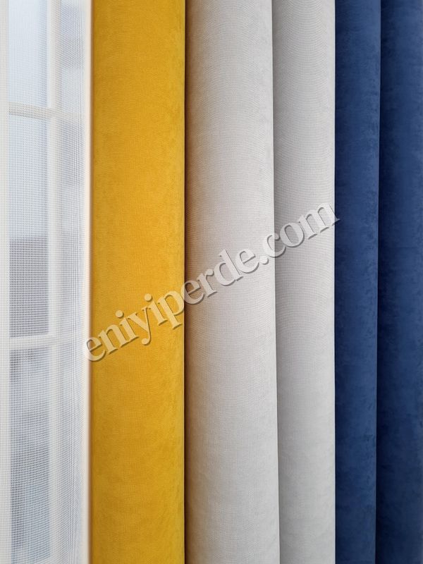 (gri,mavi,ekru,sari) Soft Fonlu Akıllı Dikey Tül Perde Düz V355 - V209 - V344 Fiyatları, Özellikleri ve Yorumları - 9