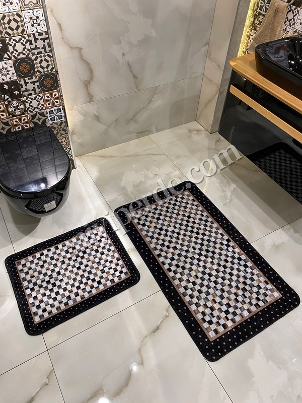 (kahverengi) Nell 2'li Lateks Kaymaz Taban Su Geçirmez Banyo Paspas Takımı (60X100 - 60X50) Fiyatları, Özellikleri ve Yorumları - 4