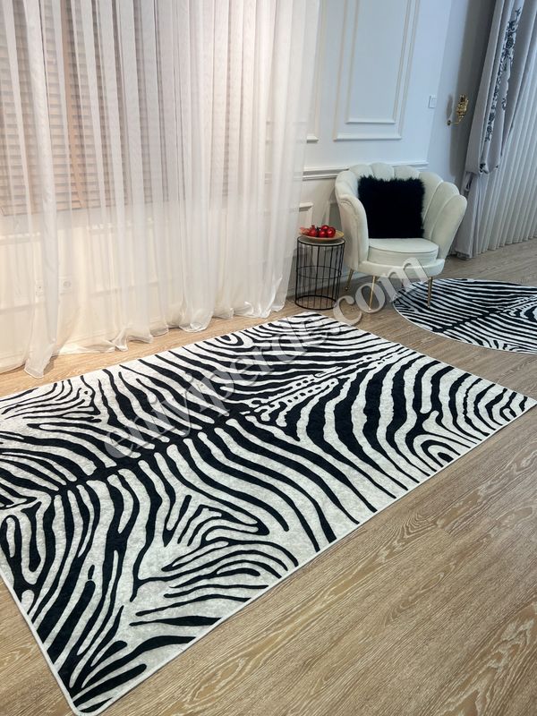 (gri) Zebra Desenli Siyah - Gri  Dekoratif Halı Fiyatları, Özellikleri ve Yorumları - 2