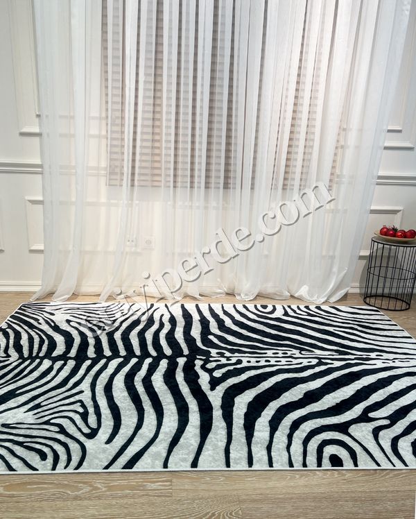 (gri) Zebra Desenli Siyah - Gri  Dekoratif Halı Fiyatları, Özellikleri ve Yorumları - 3