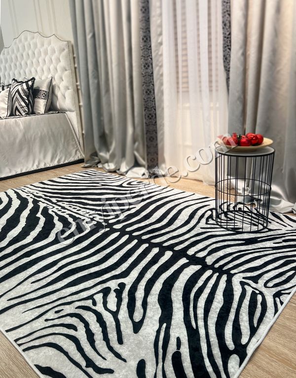 (gri) Zebra Desenli Siyah - Gri  Dekoratif Halı Fiyatları, Özellikleri ve Yorumları - 4