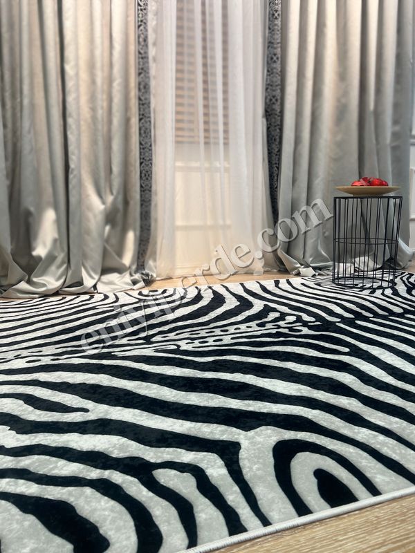 (gri) Zebra Desenli Siyah - Gri  Dekoratif Halı Fiyatları, Özellikleri ve Yorumları - 5