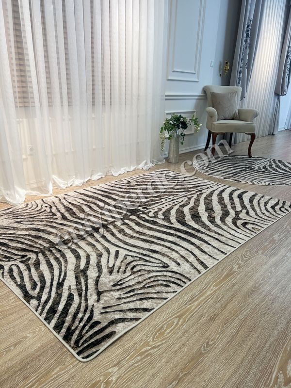 (kahverengi) Zebra Desenli Kahverengi Dekoratif Halı Fiyatları, Özellikleri ve Yorumları - 1
