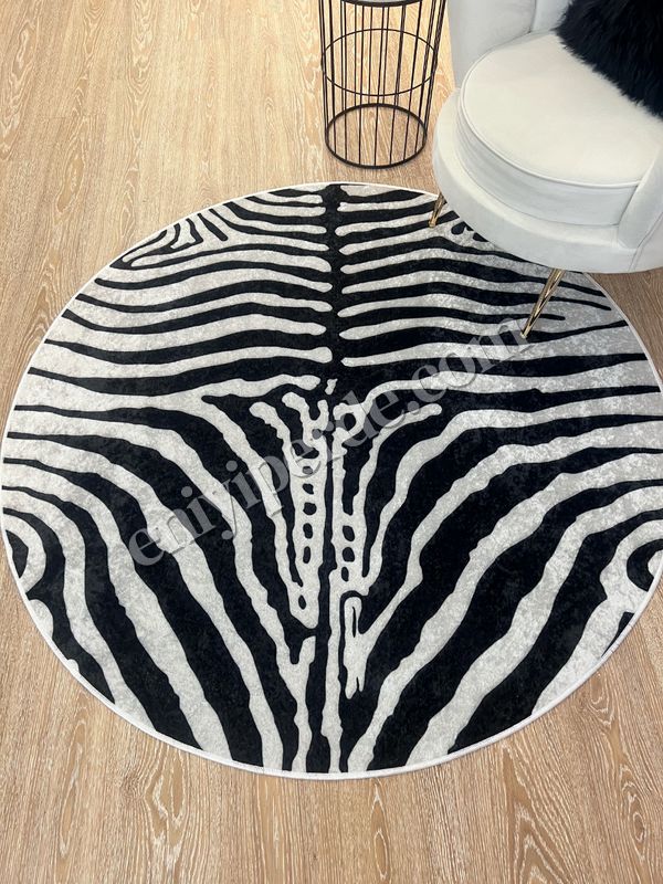 (acik-gri) Zebra Desenli Yuvarlak Siyah - Gri Dekoratif Halı Fiyatları, Özellikleri ve Yorumları - 5