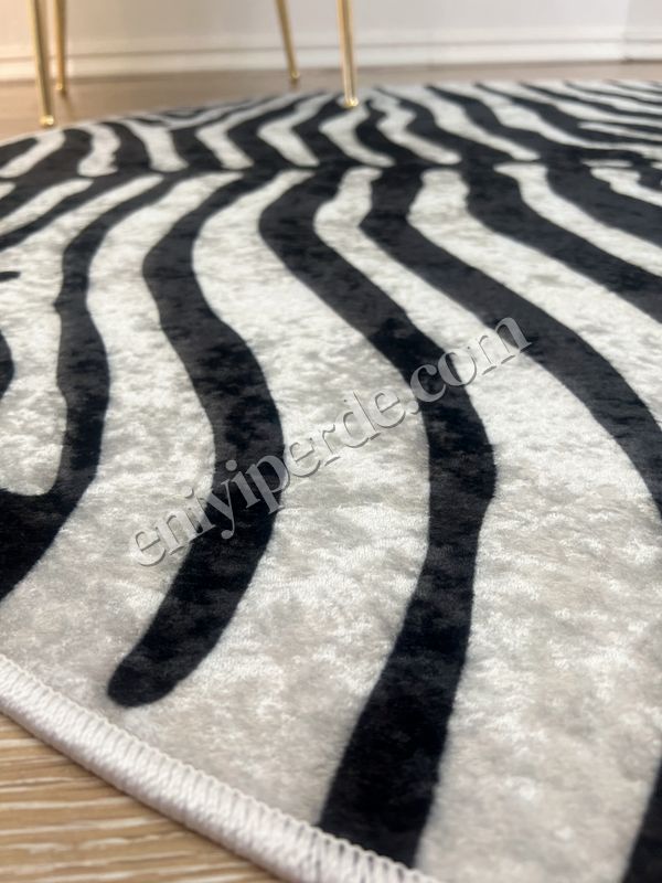 (acik-gri) Zebra Desenli Yuvarlak Siyah - Gri Dekoratif Halı Fiyatları, Özellikleri ve Yorumları - 6