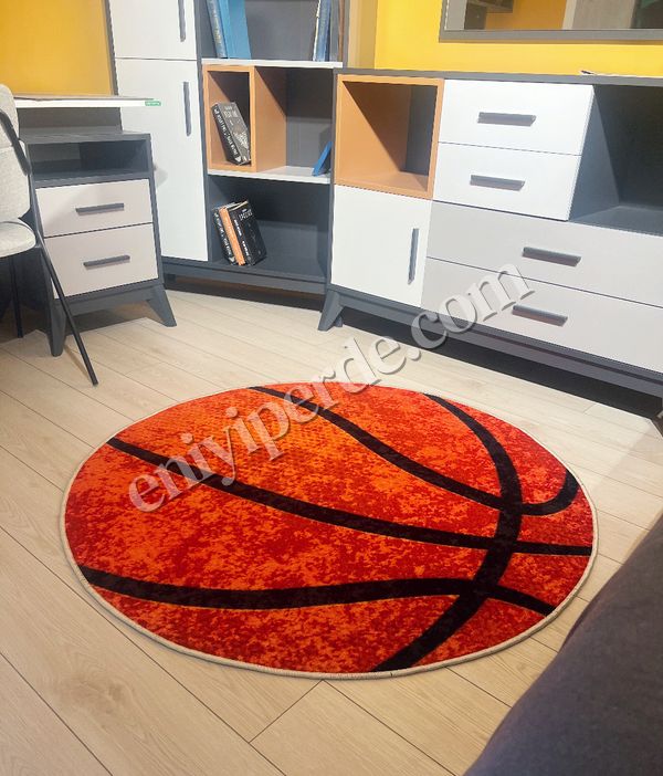 (turuncu) Basketbol Topu Desenli Yıkanabilir Yuvarlak Çocuk Genç Halısı - TURUNCU Fiyatları, Özellikleri ve Yorumları - 2