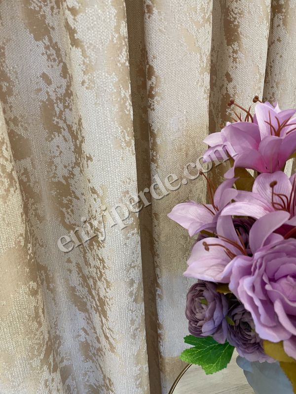 (bej) Bej Rengi Sönil Desen Jakar 1/3 SIK Pile Jakar Fon Perde Fiyatları, Özellikleri ve Yorumları - 4