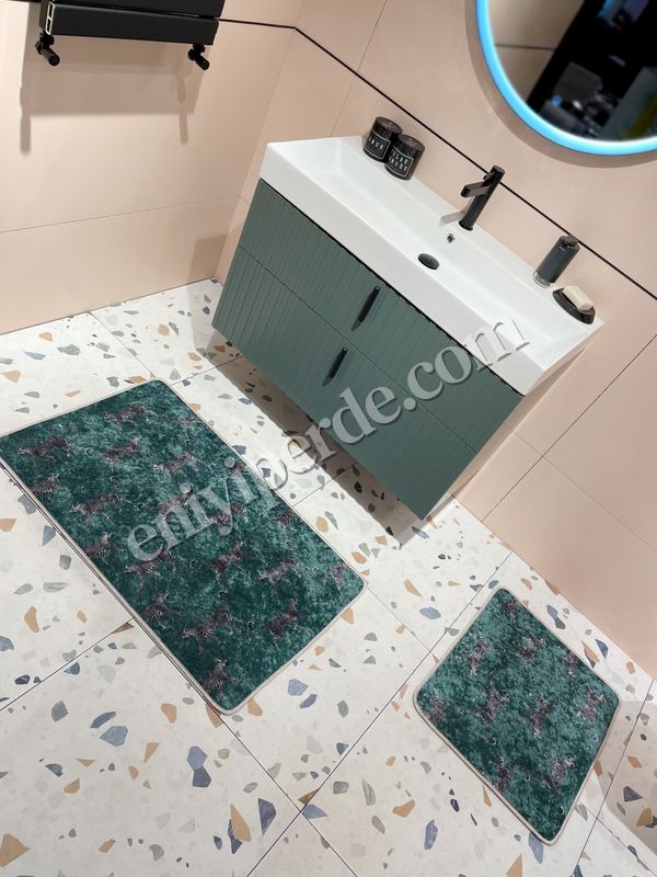 (yesil) 2&#039;li Lateks Deri Taban Banyo Paspas Takımı (60X100 - 60X50) Yeşil Fiyatları, Özellikleri ve Yorumları - 2