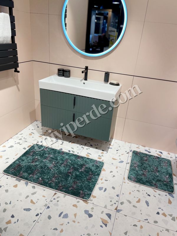 (yesil) 2&#039;li Lateks Deri Taban Banyo Paspas Takımı (60X100 - 60X50) Yeşil Fiyatları, Özellikleri ve Yorumları - 3