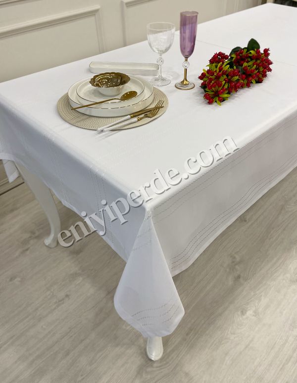 (beyaz) Çizgili Masa Örtüsü 160x220 Fiyatları, Özellikleri ve Yorumları - 4