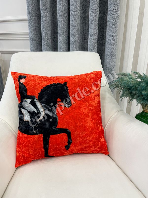 (turuncu) Turuncu Horse At Desenli Kırlent Kılıfı 45x45 Fiyatları, Özellikleri ve Yorumları - 2