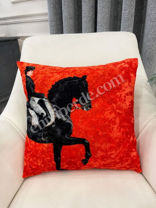 (turuncu) Turuncu Horse At Desenli Kırlent Kılıfı 45x45 Fiyatları, Özellikleri ve Yorumları - 4