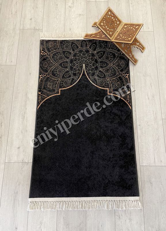(siyah) Seccade Saçaklı (lateks Taban) 75x125 Ebat Fiyatları, Özellikleri ve Yorumları - 1