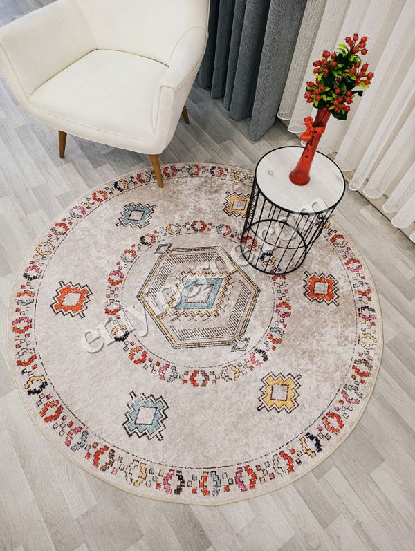 (bej) BEJ Renk Etnik Kilim Desen Kaymaz Taban Halı Fiyatları, Özellikleri ve Yorumları - 4