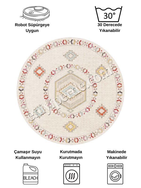 (bej) BEJ Renk Etnik Kilim Desen Kaymaz Taban Halı Fiyatları, Özellikleri ve Yorumları - 6