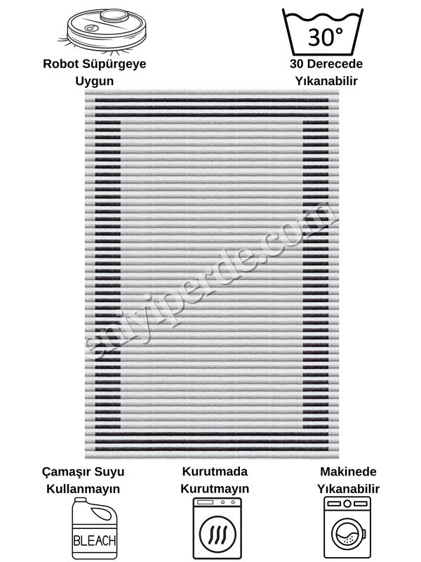 (gri) GRİ Renk Çizgi Desenli Kaymaz Taban Sisal Görünüm Yolluk Halı Fiyatları, Özellikleri ve Yorumları - 8