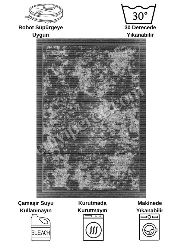 (gri) GRİ Renk Geometrik Desen Kaymaz Taban Yolluk Halı Fiyatları, Özellikleri ve Yorumları - 7