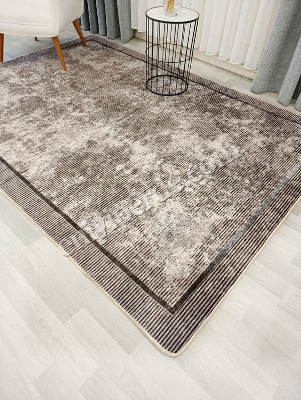 (acik-kahverengi) Vizon Kahverengi Geometrik Desen Kaymaz Taban Yolluk Halı Fiyatları, Özellikleri ve Yorumları - 1