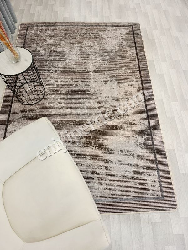 (acik-kahverengi) Vizon Kahverengi Geometrik Desen Kaymaz Taban Yolluk Halı Fiyatları, Özellikleri ve Yorumları - 2