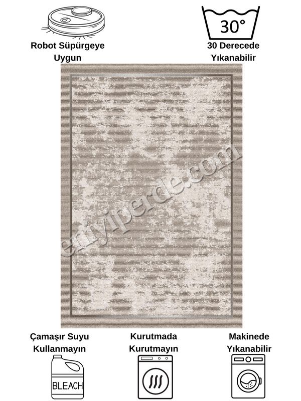 (acik-kahverengi) Vizon Kahverengi Geometrik Desen Kaymaz Taban Yolluk Halı Fiyatları, Özellikleri ve Yorumları - 8