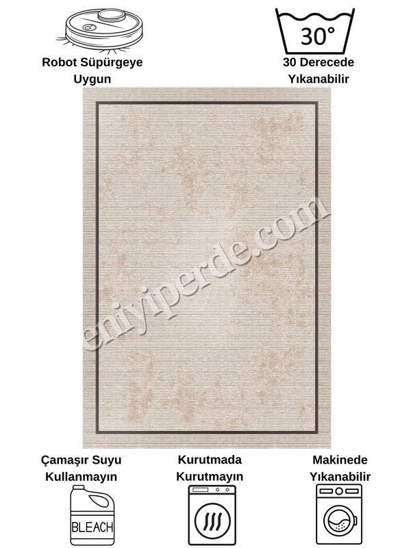 (bej) Bej Renk Geometrik Desen Kaymaz Taban Yolluk Halı Fiyatları, Özellikleri ve Yorumları - 6