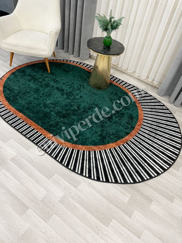 (yesil) YEŞİL Renk Çizgili Oval Kaymaz Taban Halı Fiyatları, Özellikleri ve Yorumları - 2