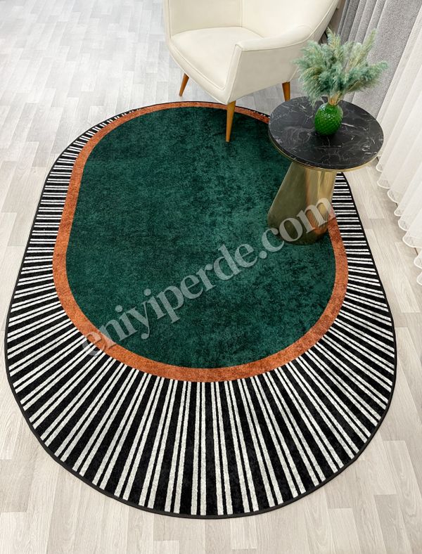 (yesil) YEŞİL Renk Çizgili Oval Kaymaz Taban Halı Fiyatları, Özellikleri ve Yorumları - 3