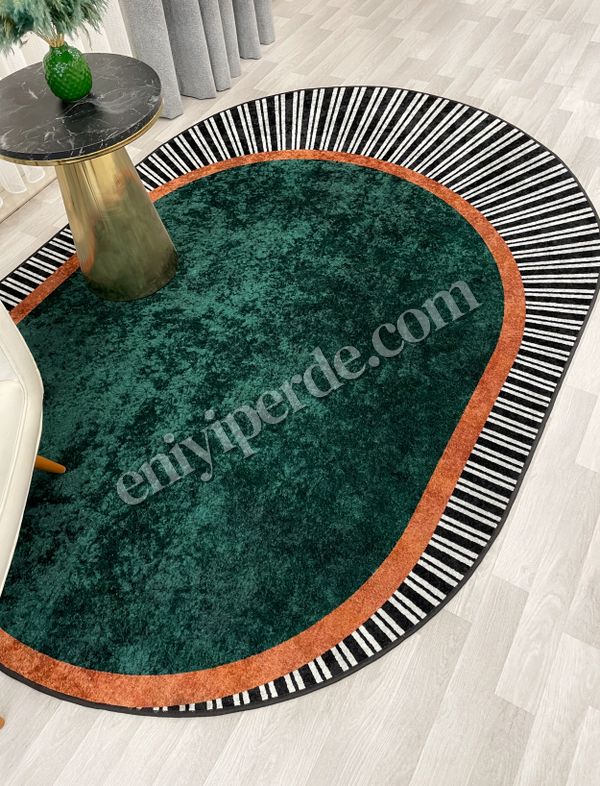 (yesil) YEŞİL Renk Çizgili Oval Kaymaz Taban Halı Fiyatları, Özellikleri ve Yorumları - 4