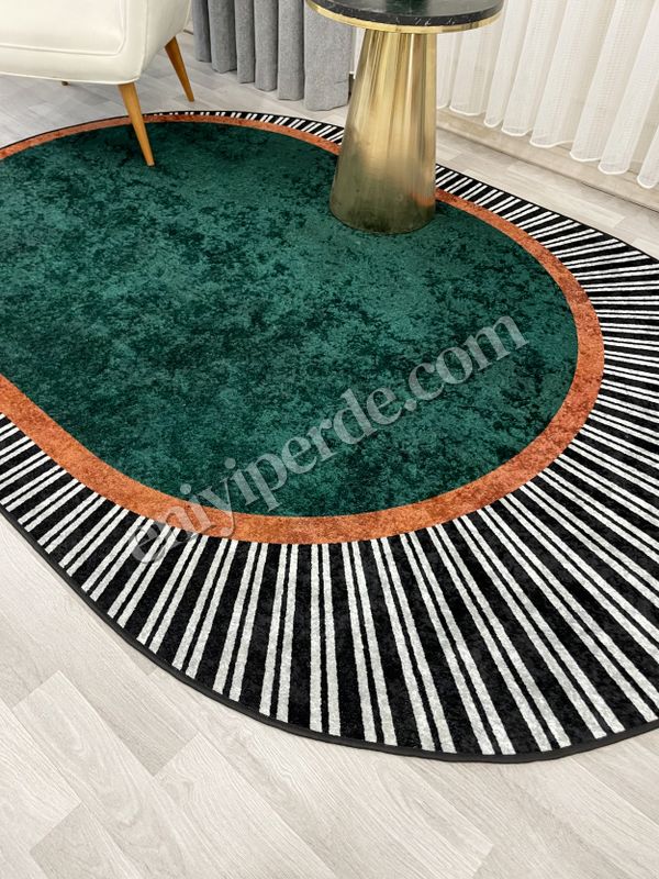 (yesil) YEŞİL Renk Çizgili Oval Kaymaz Taban Halı Fiyatları, Özellikleri ve Yorumları - 5