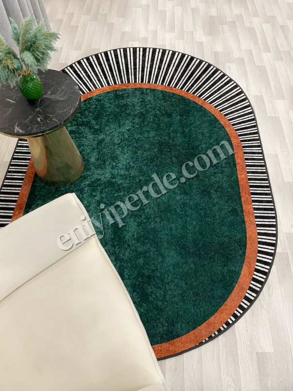 (yesil) YEŞİL Renk Çizgili Oval Kaymaz Taban Halı Fiyatları, Özellikleri ve Yorumları - 6