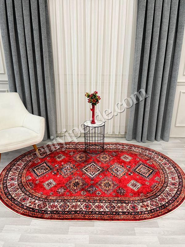 (kirmizi) Kilim Motifli Klasik Kaymaz Taban Halı Fiyatları, Özellikleri ve Yorumları - 2
