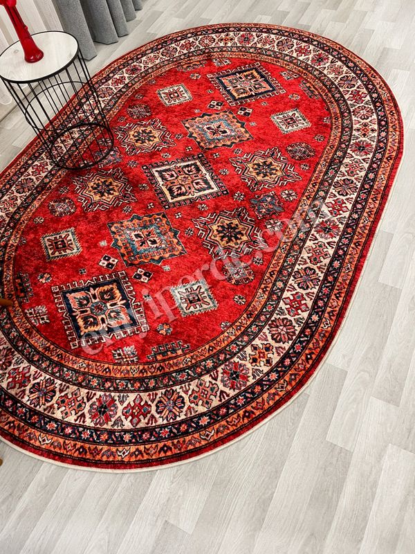 (kirmizi) Kilim Motifli Klasik Kaymaz Taban Halı Fiyatları, Özellikleri ve Yorumları - 4