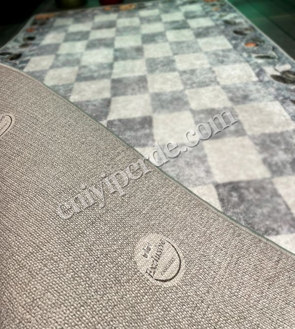 (gri) Gri Turuncu Dama Desenli Kaymaz Taban Mutfak Halısı Fiyatları, Özellikleri ve Yorumları - 7