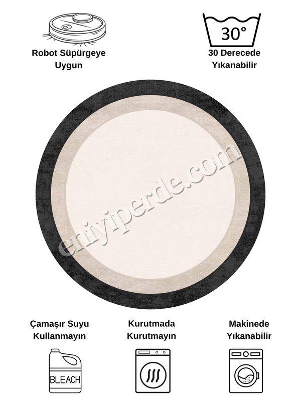 (cok-renkli) BEJ-SİYAH Çerçeve Kenarlı Modern Desenli Lateks Taban Halı Fiyatları, Özellikleri ve Yorumları - 6