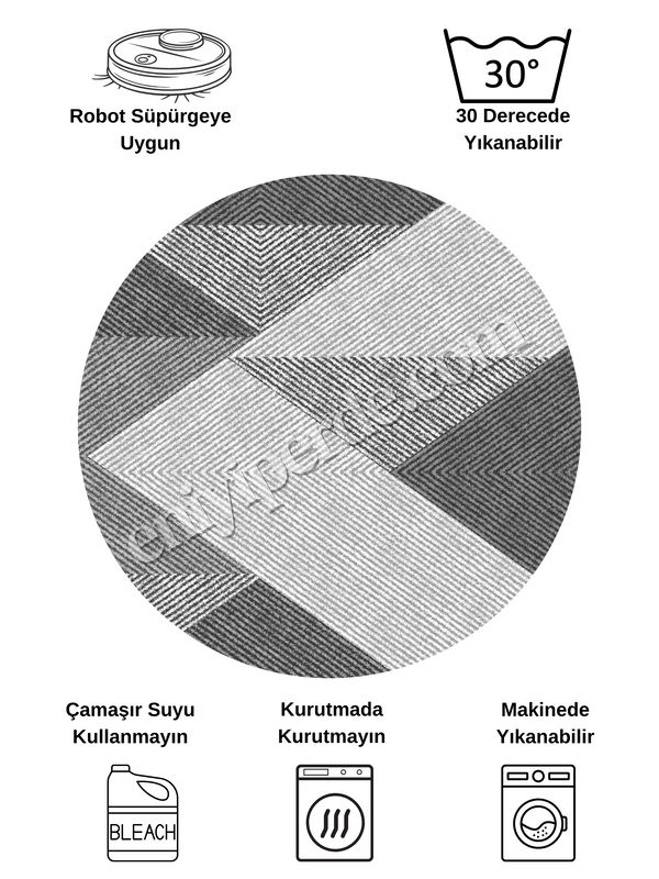 (gri-1) Gri Renk Geometrik Desen Kaymaz Taban Yolluk Halı Fiyatları, Özellikleri ve Yorumları - 5