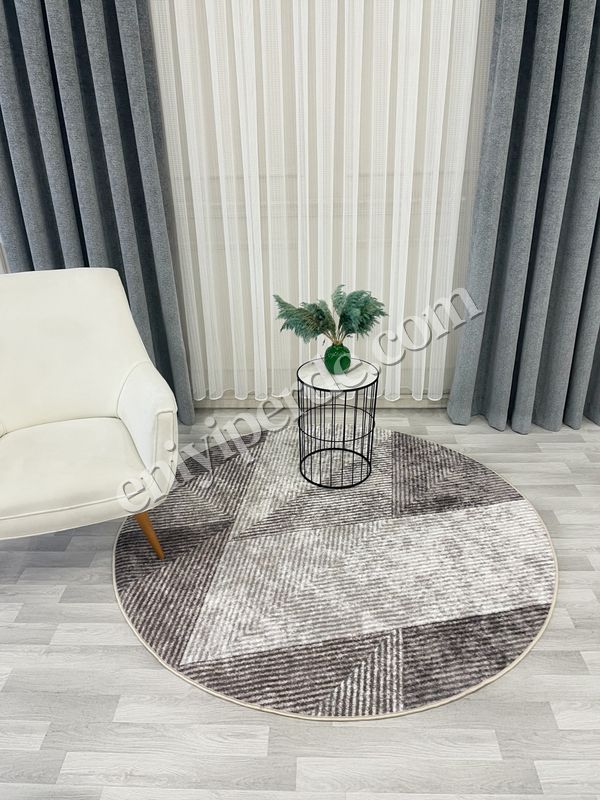 (bej-oval) Bej Renk Geometrik Desen Kaymaz Taban Yolluk Halı Fiyatları, Özellikleri ve Yorumları - 1