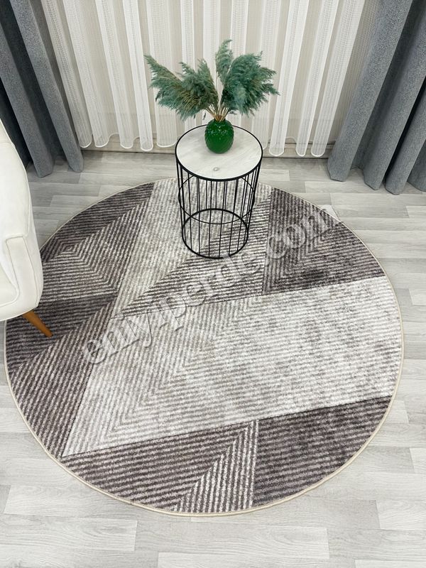 (bej-oval) Bej Renk Geometrik Desen Kaymaz Taban Yolluk Halı Fiyatları, Özellikleri ve Yorumları - 2