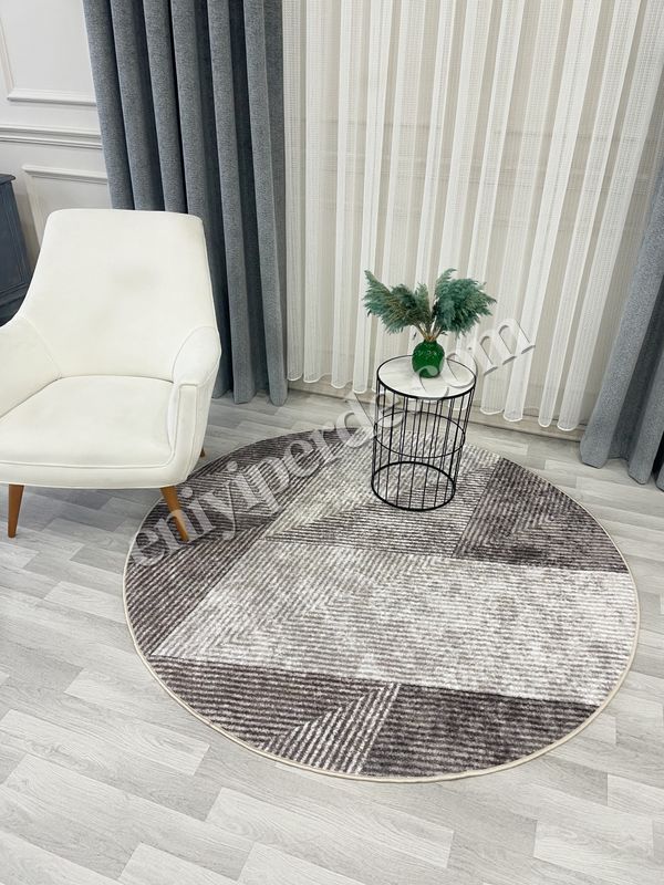 (bej-oval) Bej Renk Geometrik Desen Kaymaz Taban Yolluk Halı Fiyatları, Özellikleri ve Yorumları - 3