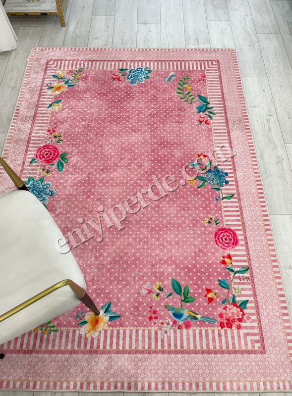 (pembe) Pembe Renkli Zemin Gül Desenli Kaydırmaz Halı Fiyatları, Özellikleri ve Yorumları - 5